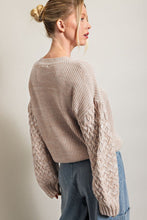 Load image into Gallery viewer, Parchment Cable Knit Sleeve Drop Shoulder Sweater