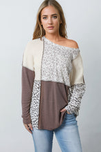Load image into Gallery viewer, Leopard Colorblock Textured Knit Patchwork Top