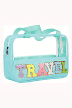 Load image into Gallery viewer, Mint Green TRAVEL Chenille Letter Clear PVC Makeup Bag