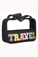 Load image into Gallery viewer, Mint Green TRAVEL Chenille Letter Clear PVC Makeup Bag