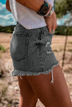 Load image into Gallery viewer, High Rise Crossover Waist Denim Shorts