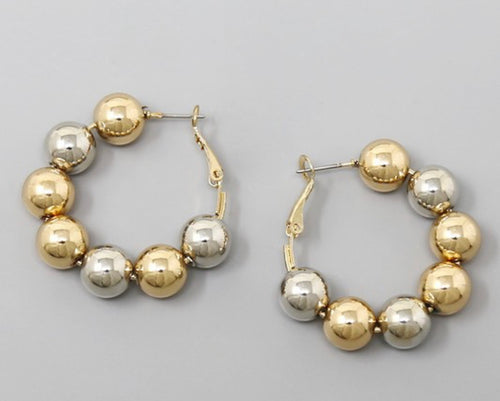 Silver & Gold Ball Hoop Earrings
