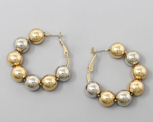 Silver & Gold Ball Hoop Earrings