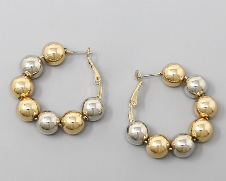 Silver & Gold Ball Hoop Earrings