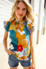 Load image into Gallery viewer, Be Bold Multicolor Abstract Print Flutter Sleeve Mock Neck Top