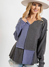 Load image into Gallery viewer, Color Block Ribbed Knit Top - Blue/Grey
