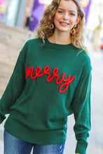 Load image into Gallery viewer, Be Merry Hunter Green Pop Up Sweater