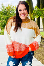 Load image into Gallery viewer, Adorable You Camel &amp; Orange Color Block Sweater