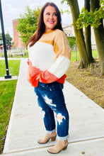 Load image into Gallery viewer, Adorable You Camel &amp; Orange Color Block Sweater