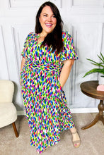 Load image into Gallery viewer, All For You Navy Multicolor Abstract Print Smocked Waist Maxi Dress