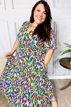 Load image into Gallery viewer, All For You Navy Multicolor Abstract Print Smocked Waist Maxi Dress
