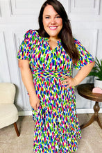 Load image into Gallery viewer, All For You Navy Multicolor Abstract Print Smocked Waist Maxi Dress