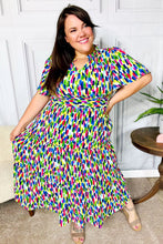 Load image into Gallery viewer, All For You Navy Multicolor Abstract Print Smocked Waist Maxi Dress
