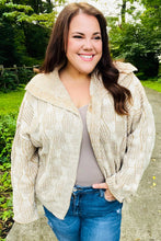 Load image into Gallery viewer, Autumn Vibes Taupe Textured Cable Knit Collared Cardigan