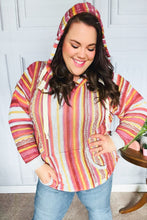 Load image into Gallery viewer, Be Bold Coral &amp; Sienna Stripe Pullover Notched Neck Hoodie