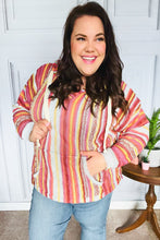 Load image into Gallery viewer, Be Bold Coral &amp; Sienna Stripe Pullover Notched Neck Hoodie