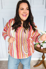 Load image into Gallery viewer, Be Bold Coral &amp; Sienna Stripe Pullover Notched Neck Hoodie