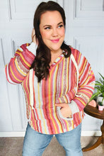 Load image into Gallery viewer, Be Bold Coral &amp; Sienna Stripe Pullover Notched Neck Hoodie