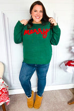 Load image into Gallery viewer, Be Merry Hunter Green Pop Up Sweater