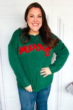 Load image into Gallery viewer, Be Merry Hunter Green Pop Up Sweater