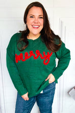 Load image into Gallery viewer, Be Merry Hunter Green Pop Up Sweater
