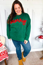 Load image into Gallery viewer, Be Merry Hunter Green Pop Up Sweater