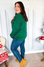 Load image into Gallery viewer, Be Merry Hunter Green Pop Up Sweater