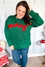 Load image into Gallery viewer, Be Merry Hunter Green Pop Up Sweater