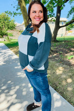 Load image into Gallery viewer, Adorable In Hunter Green Color Block Check Print Terry Hoodie