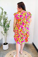 Load image into Gallery viewer, Be Charming Lime &amp; Pink Floral Print Tiered Ruffle Sleeve Dress