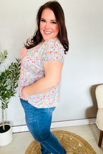 Load image into Gallery viewer, Be Charming Sky Blue Floral Print Elastic Neck Ribbon Tie Top