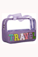 Load image into Gallery viewer, Mint Green TRAVEL Chenille Letter Clear PVC Makeup Bag
