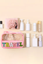 Load image into Gallery viewer, Mint Green TRAVEL Chenille Letter Clear PVC Makeup Bag