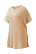 Load image into Gallery viewer, Apricot Short Sleeve Side Slit Oversized Sweater