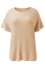 Load image into Gallery viewer, Apricot Short Sleeve Side Slit Oversized Sweater