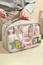 Load image into Gallery viewer, Mint Green TRAVEL Chenille Letter Clear PVC Makeup Bag
