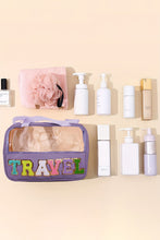Load image into Gallery viewer, Mint Green TRAVEL Chenille Letter Clear PVC Makeup Bag
