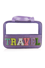 Load image into Gallery viewer, Mint Green TRAVEL Chenille Letter Clear PVC Makeup Bag