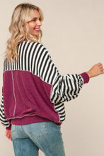 Load image into Gallery viewer, A Stripe Story Wine Crew Neck Pullover