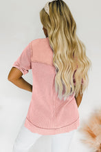 Load image into Gallery viewer, Acid Wash Waffle Knit Short Sleeve Buttoned Shirt