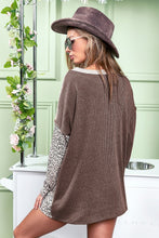 Load image into Gallery viewer, Leopard Colorblock Textured Knit Patchwork Top