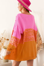 Load image into Gallery viewer, Brown Pompom Color Block Open Front Cardigan