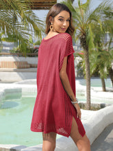 Load image into Gallery viewer, Slit Openwork V-Neck Cover-Up