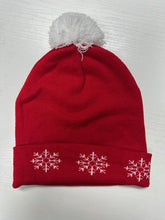 Load image into Gallery viewer, &quot;It&#39;s Cold Outside&quot; Snowman Pom-Pom Snowflake Beanie