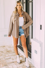 Load image into Gallery viewer, Khaki Oversize Textured Knit Button Front Shacket