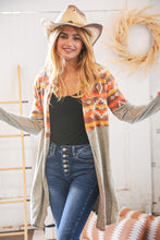 Load image into Gallery viewer, Aztec &amp; Grey Hacci Color Block Pocketed Cardigan
