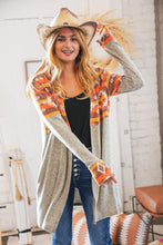 Load image into Gallery viewer, Aztec &amp; Grey Hacci Color Block Pocketed Cardigan