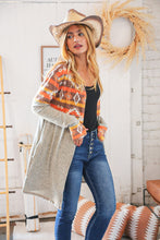 Load image into Gallery viewer, Aztec &amp; Grey Hacci Color Block Pocketed Cardigan