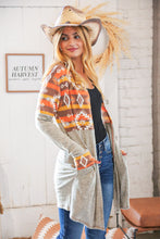 Load image into Gallery viewer, Aztec &amp; Grey Hacci Color Block Pocketed Cardigan
