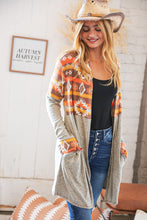 Load image into Gallery viewer, Aztec &amp; Grey Hacci Color Block Pocketed Cardigan